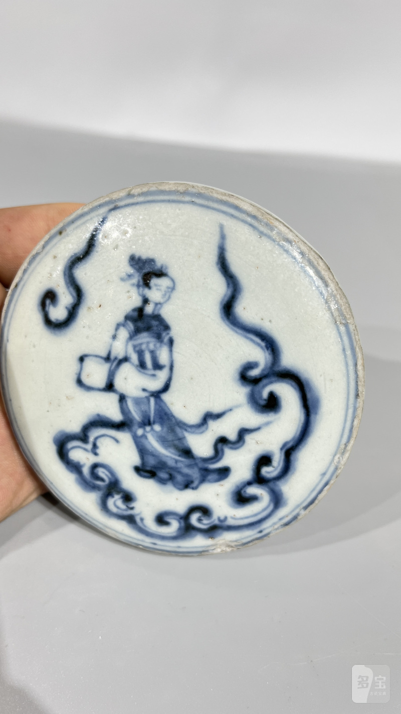 明中期 青花人物镇纸 - 图4